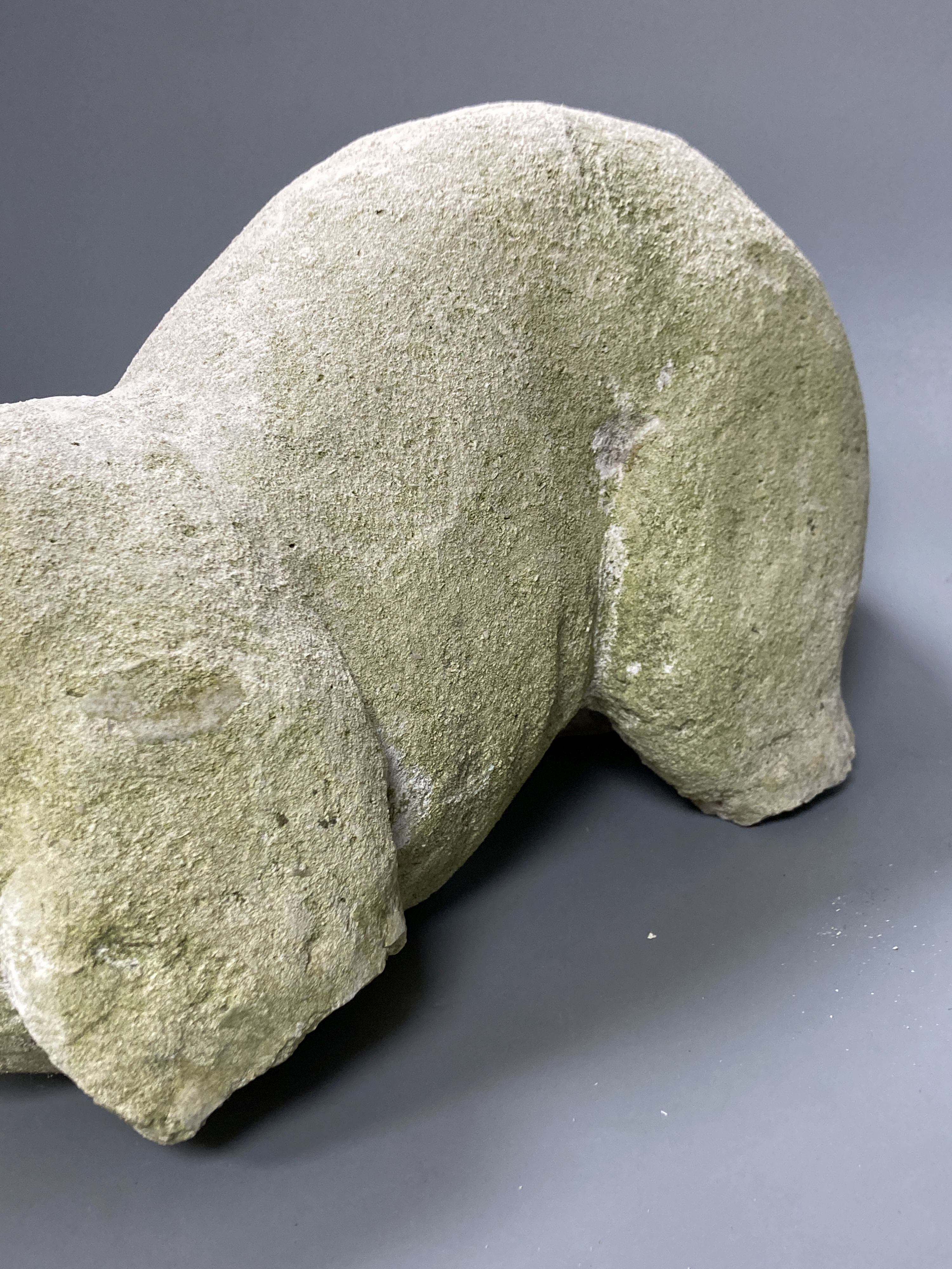 A 19th century sculpted limestone figure of a mastiff, incomplete